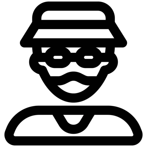 Garçon Avec Des Lunettes Portant Chapeau Plage Masque — Image vectorielle