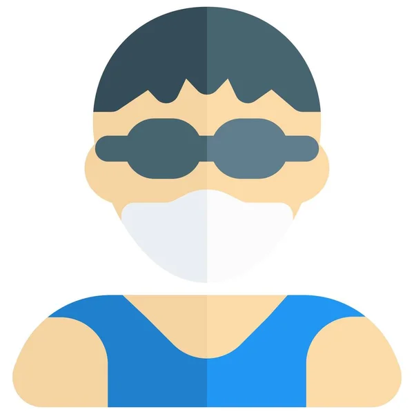戴眼镜的小男孩戴面具 — 图库矢量图片