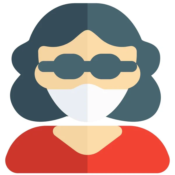 Mujer Pelo Rizado Con Máscara Gafas — Archivo Imágenes Vectoriales