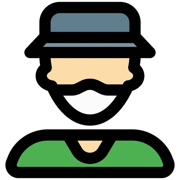 Τουριστικός Άνδρας Καπέλο Βάρκας Φορώντας Μάσκα — Διανυσματικό Αρχείο
