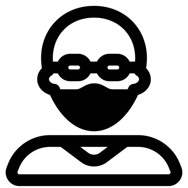 Plešatý Muž Brýlemi Maskou Ochranu — Stockový vektor
