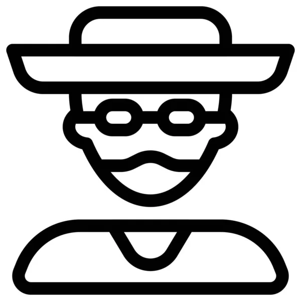 Homem Meia Idade Com Chapéu Palha Máscara —  Vetores de Stock