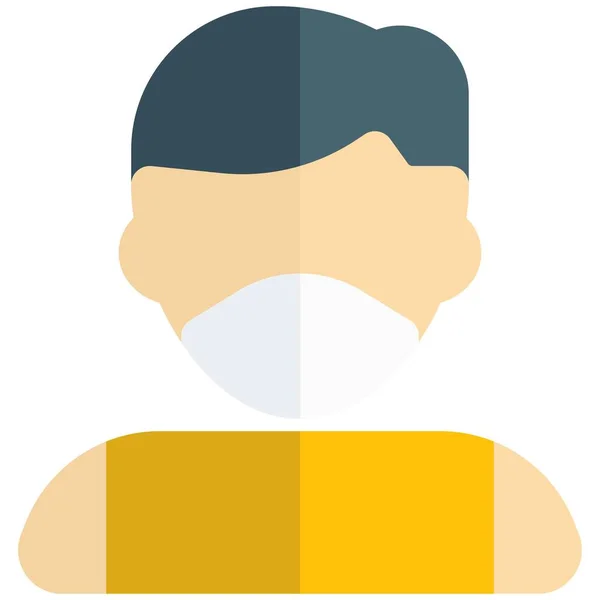 Homme Avec Coupe Cheveux Sur Côté Portant Masque Sécurité — Image vectorielle
