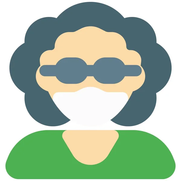 Kędzierzawa Kobieta Masce Twarzy Okularach — Wektor stockowy