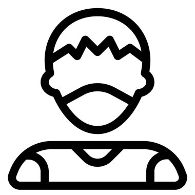 Tuhaf saç kesimi ve maskesi olan genç adam..