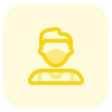 Modayı takip eden saç stili maskeli bir adam. .