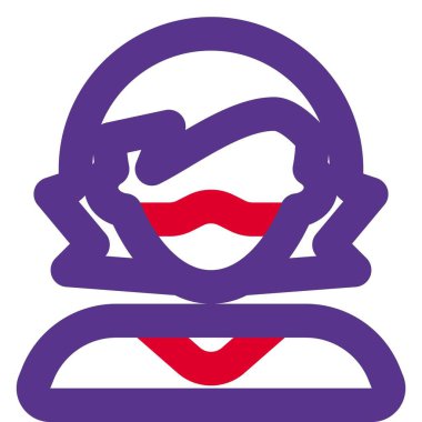 Kısa dağınık saçlı, maske takan bir kadın..