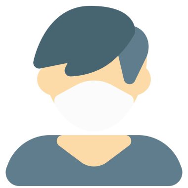 Yan saç stili maskeli bir çocuk..