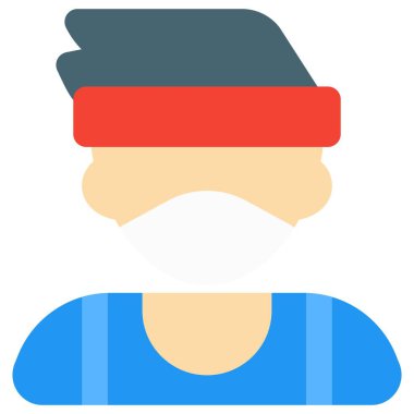 Tuhaf saçlı, saç bandı takan genç bir çocuk.