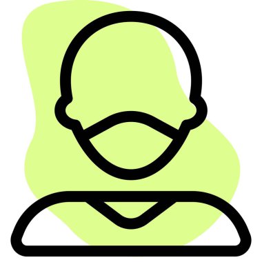 Korunmak için maske takan kel adam..