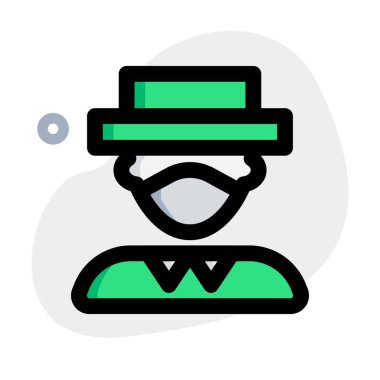 Aksesuar olarak şapka ve yüz maskesi takan beyefendi. .