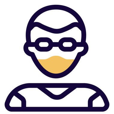 Gözlüklü, tıraşlı, maskeli çocuk.