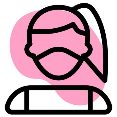 Yüz maskesi taşıyan midilli taşıyan kadın..