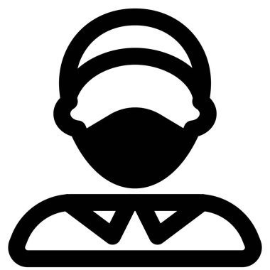 Standart önlem olarak maske takan bir adam..