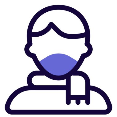 Maske takan, saçları ayrılmış bir çocuk..