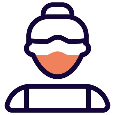 Çörek giyen kadın güvenlik için maske takıyor..