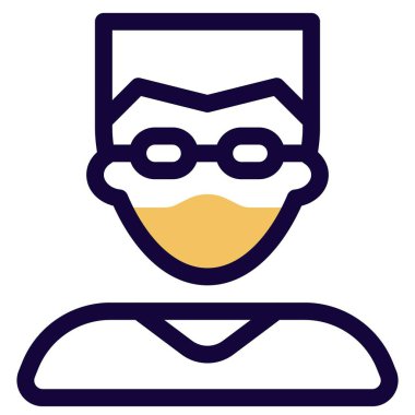 Düz saçlı, maskeli ve gözlüklü bir adam..