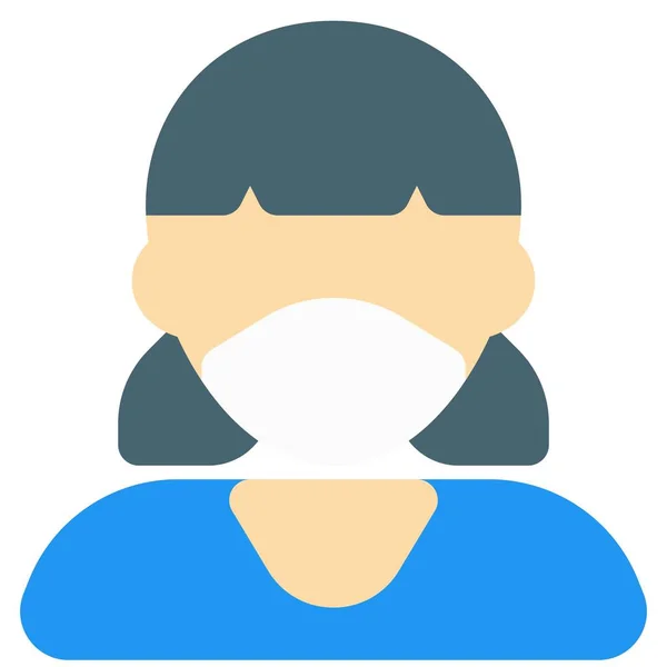 Menina Com Franja Usando Máscara Para Segurança — Vetor de Stock