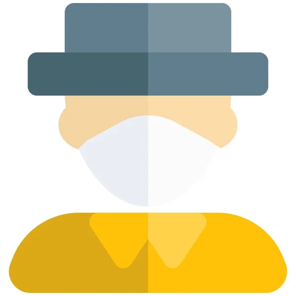Κύριος Φορώντας Καπέλο Και Μάσκα Προσώπου Αξεσουάρ — Διανυσματικό Αρχείο