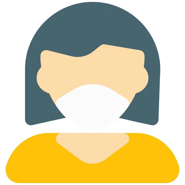Kobieta Krótkie Włosy Noszenia Maski Dla Bezpieczeństwa — Wektor stockowy