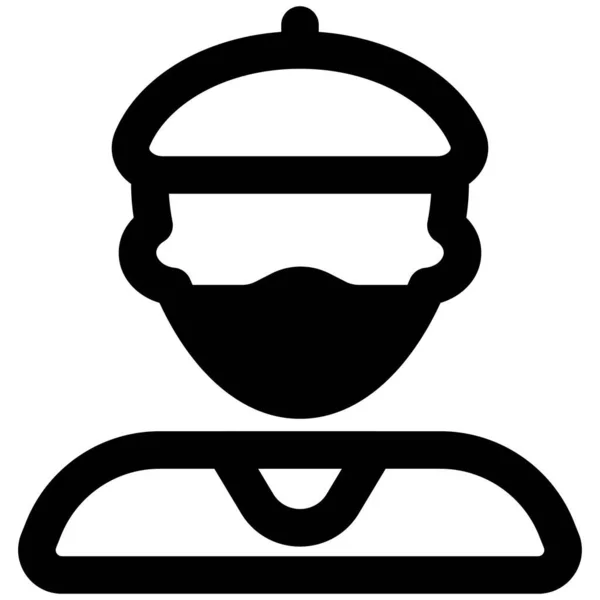 Man Med Basker Hatt Bärande Mask — Stock vektor