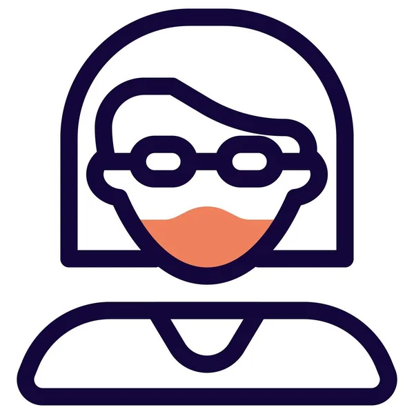 Κοντή Γυναίκα Γυαλιά Και Μάσκα — Διανυσματικό Αρχείο
