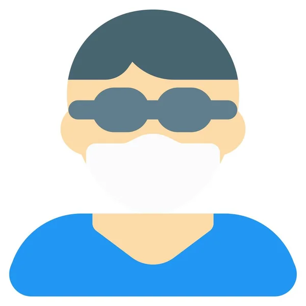 stock vector Cool haircut man with glasses having mask on.