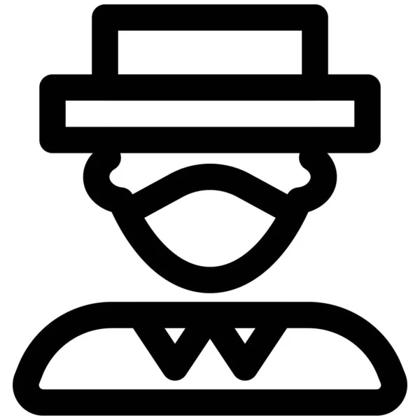 Gentleman Portant Chapeau Masque Facial Comme Accessoire — Image vectorielle