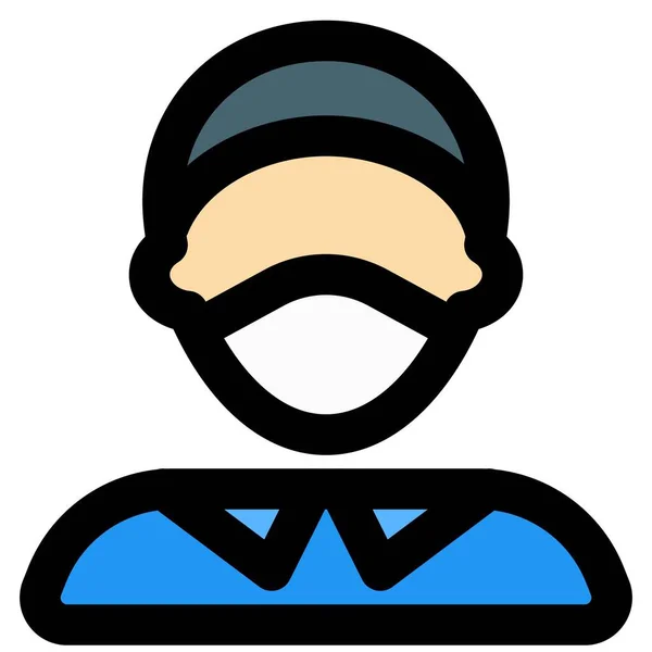 Mann Mit Mütze Trägt Als Vorsichtsmaßnahme Maske — Stockvektor