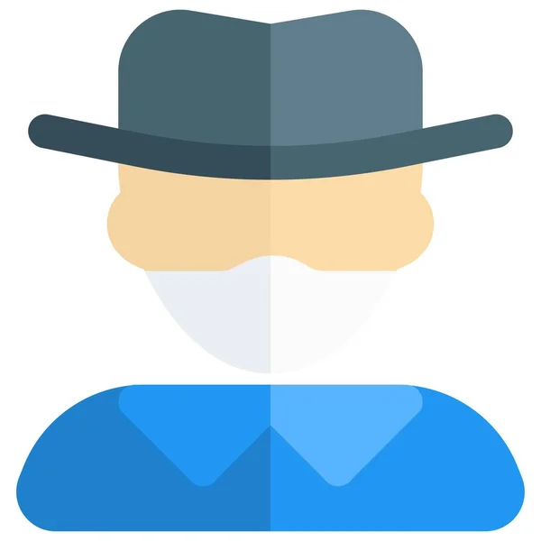 时髦的男人 戴着时髦的帽子和面具 — 图库矢量图片
