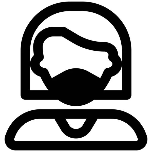 Woman Short Bob Haircut Wearing Mask — Stock Vector