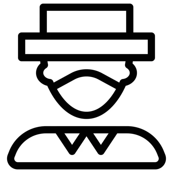 Cavalheiro Usando Chapéu Máscara Facial Como Acessório —  Vetores de Stock
