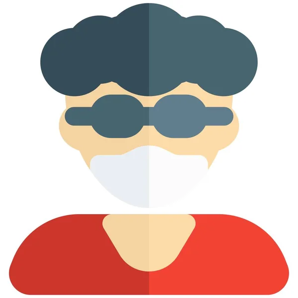 マスクと眼鏡をかけた面白い髪の男の子 — ストックベクタ