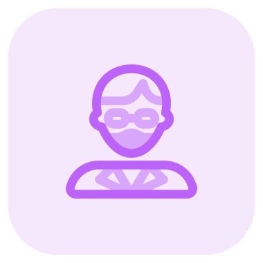 Gözlüklü, maske takan bir erkek öğretmen..