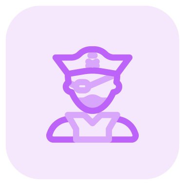 Maske takan ve göz bandı takan bir korsan denizci..