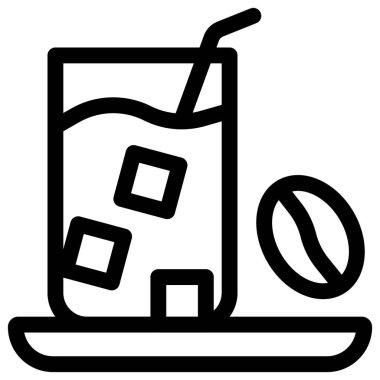 Buzlu kahve taslak vektör simgesi