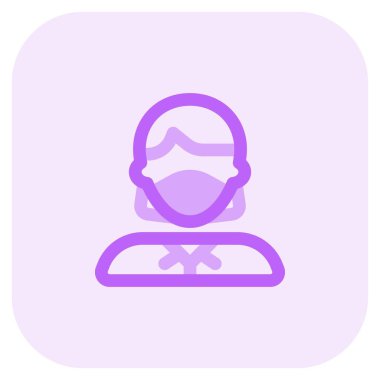 Güvenlik önlemi olarak maske takan resepsiyonist kız..