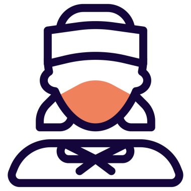 Maskeli ve üniformalı bir kadın.