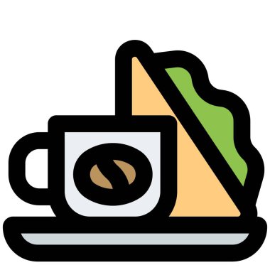 Sandviç ana hatlı vektör simgesi olan kahve