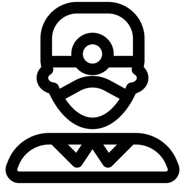 Baş lambası ve maskesi olan profesyonel bir dişçi.