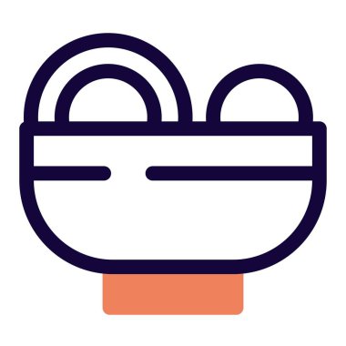 Moğol köftesi ramen ana hatlı vektör simgesi