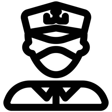 Üniformalı gemi müdürü maske takıyor.