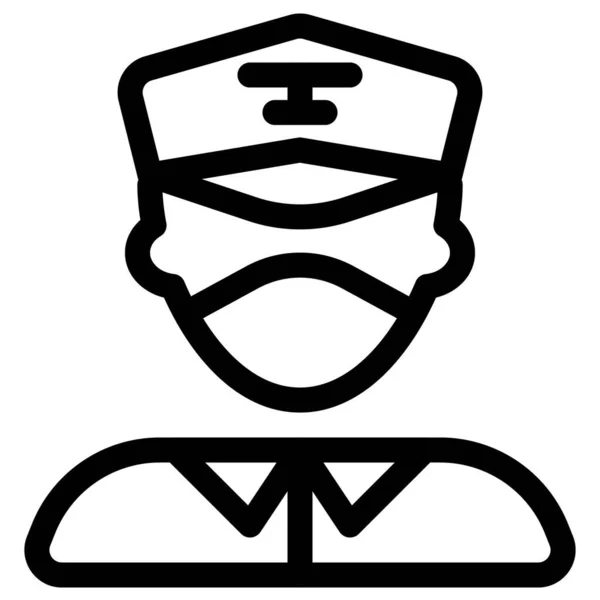 Captain Pilot Aviator Hat Wearing Mask — Stock Vector