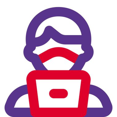 Maskeli profesyonel bilgisayar programcısı.