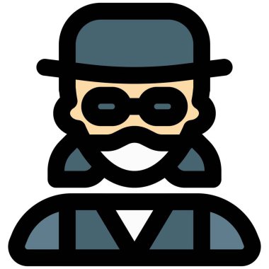 Gözlük ve şapka takan casus kadın..