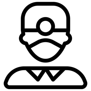 Baş lambası ve maskesi olan profesyonel bir dişçi.