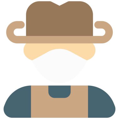 Kovboy şapkası ve maskesi takan sığır çobanı