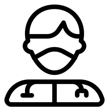 Steteskop ve maskeli profesyonel erkek doktor.