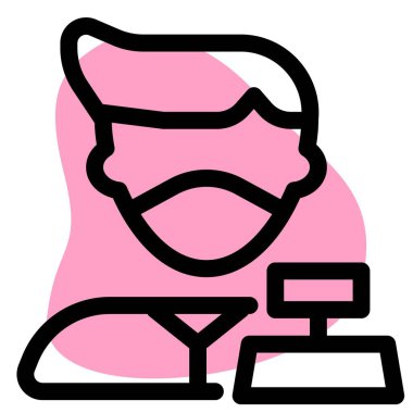 Makineli ve maskeli kasiyer..