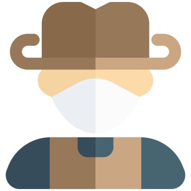 Kovboy şapkası ve maskesi takan sığır çobanı